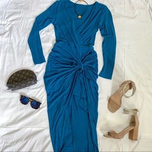NWOT Teal Asymmetrical Bodycon Dress